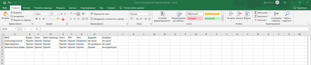 Report Execution statuses