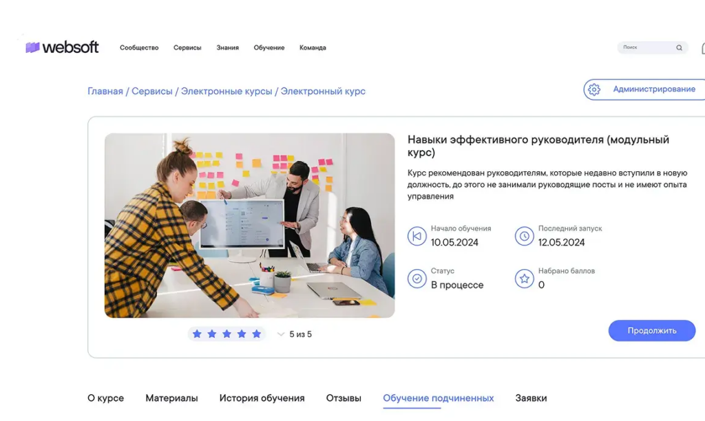 интерфейс Websoft