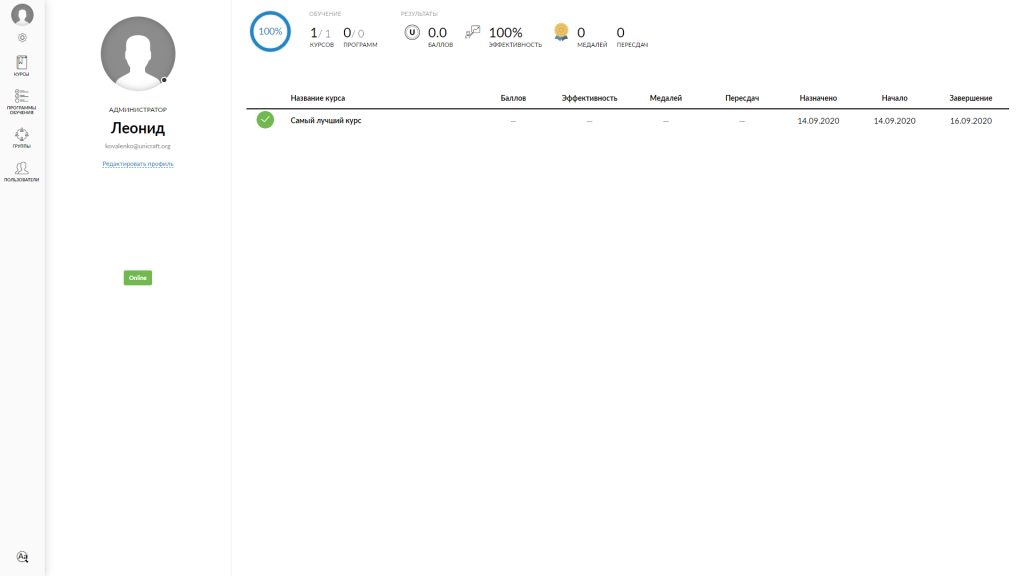 Example of Profile Page