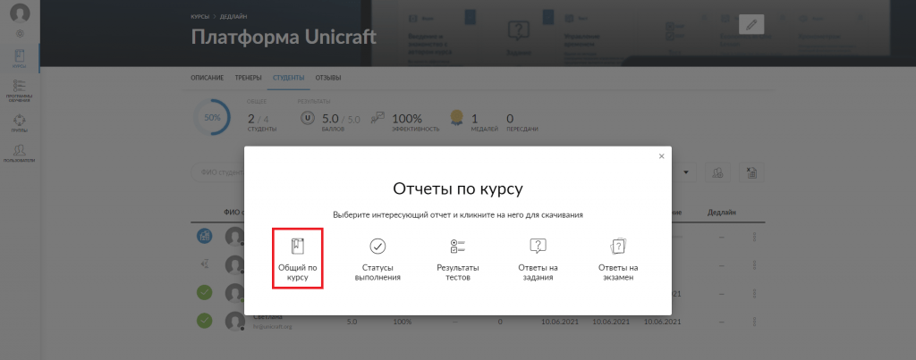 общий отчет по курсу
