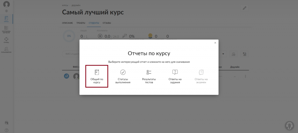 Баллы в общем отчете по курсу
